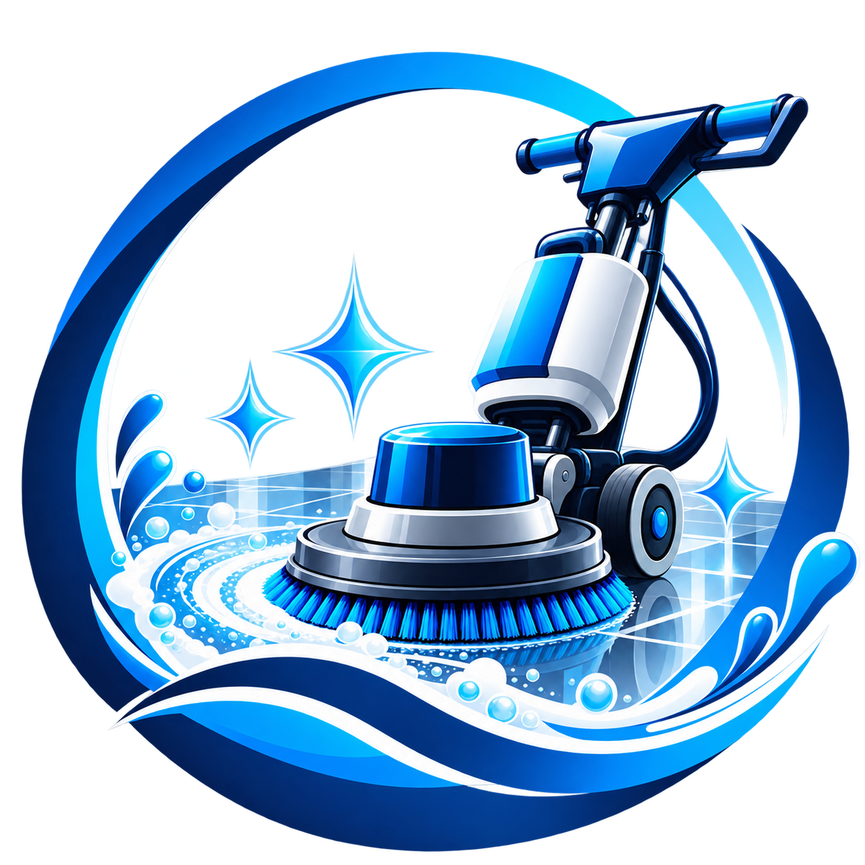 Glaenzendes Bodenreinigungs Emblem