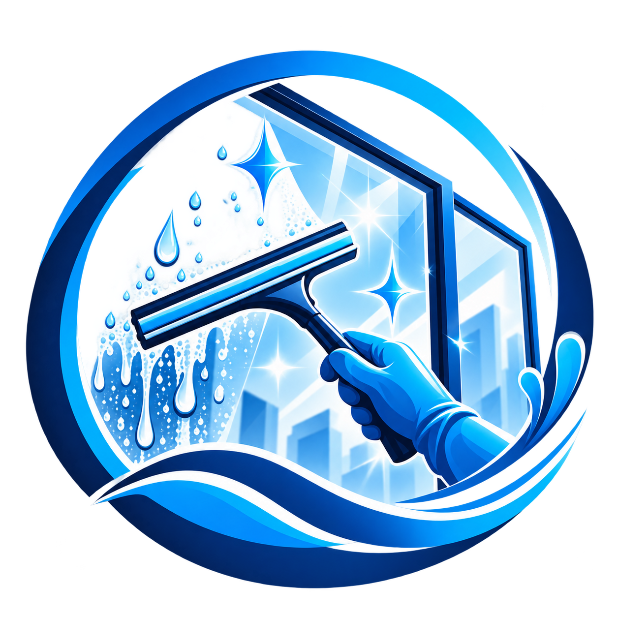 Glaenzendes Fensterputz Emblem