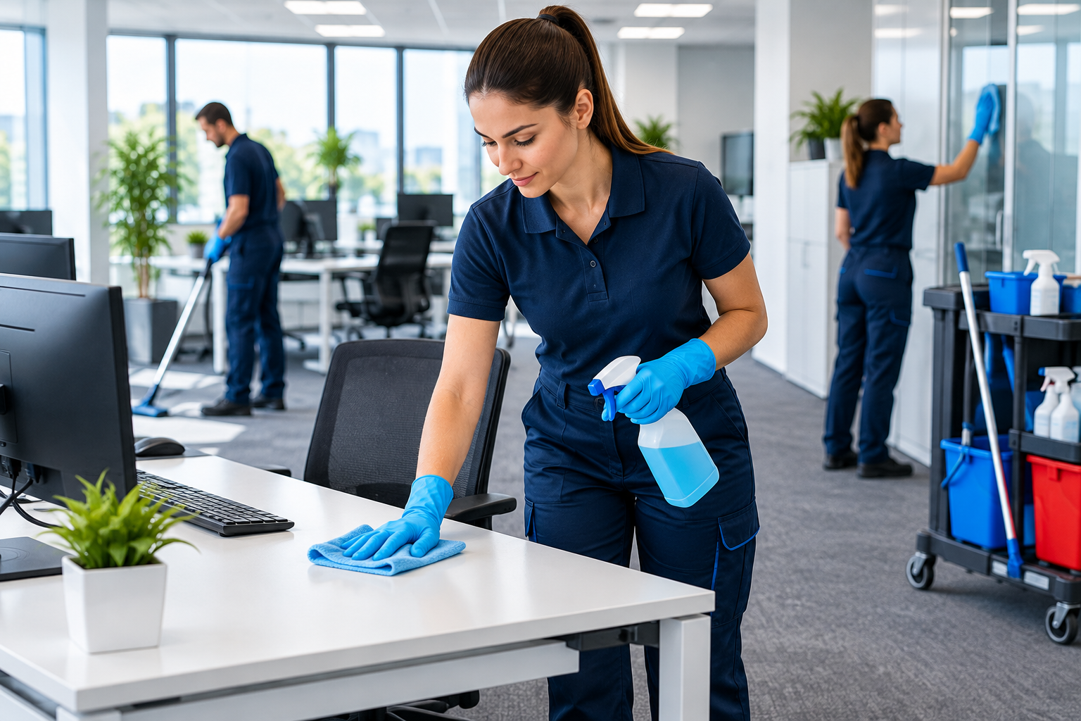 Professionelle Bueroreinigung im modernen Arbeitsplatz